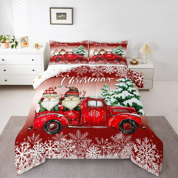 jejeloiu Merry Christmas Bedding Comforter Set,Kawaii Cartoon Gnome Twin Comforter Sets,Happy New Year Gifts Bedding Set,Super Cozy Room Decoration Reversible,2pcs