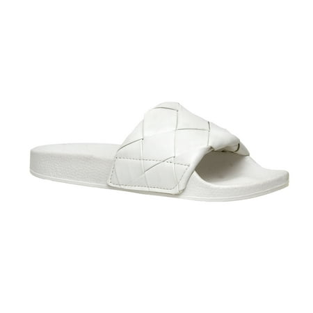 

CUSHIONAIRE Women s Phoebe Woven Slide Sandal with +Comfort