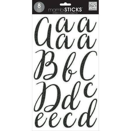 me my big ideas large word stickers victoria cursive black glitter