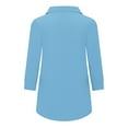 thumbnail image 6 of Otntypg Womens Collared Ruched V Neck 3/4 Sleeve Shirts Business Casual Tops Loose Work Blouses Trendy Solid Color Flowy Dressy Tunic Shirt Light Blue L, 6 of 6