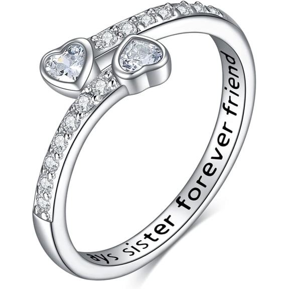 Sister Gifts Rings 925 Sterling Silver Always My Sister Forever My Friend Rings Heart Birthday Jewelry Friendship Gifts