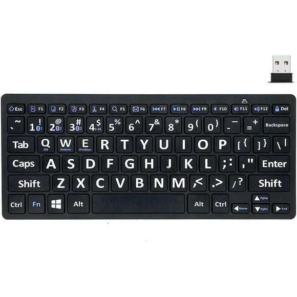 Large Print Keyboard Easy to See 78 Keys Keyboard for Elderly or Visually Impaired Bluetooth/2.4G Receiver Keyboard Oversize Letters for Visually Impaired Low Vision Individuals