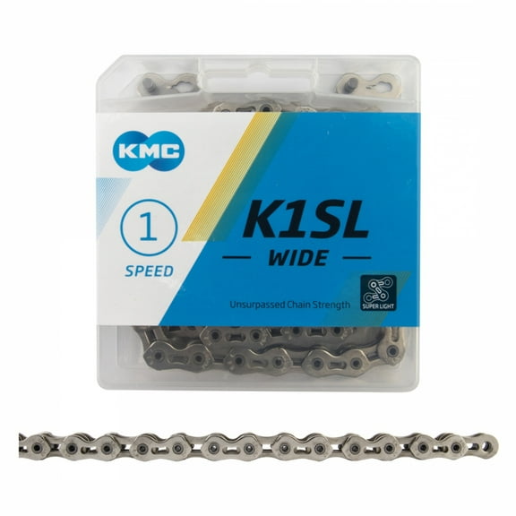 KMC K1SL SuperLite Kool Wide Chain - Single Speed 1/2" x 1/8", 100 Links, Silver