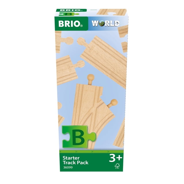 Juego de vías de tren de madera BRIO World 36099 Starter, 12 piezas