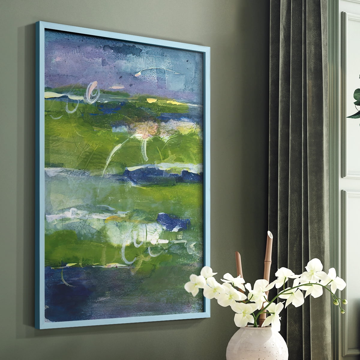 Bales of Color II Framed Print in Blue Solid Wood Framed Print No Nail Hanging
