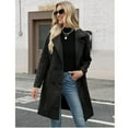 thumbnail image 3 of PUWEI Women's Casual Lapel Collar Wool Coat Double Breasted Elegant Peacoat with Pockets, 3 of 7