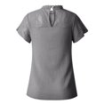 thumbnail image 5 of Gibobby Camisas Para Mujer Elegantes Camisa corta con volantes acampanados blusa de encaje Top de algodón para mujer manga de retazos camisetas de mujer（Gris， S), 5 of 5