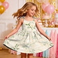 thumbnail image 2 of Amzcrzy Girls Dress 2026 Cute Print Crew Neck Summer Sundresses Spaghetti Strap with Tie Shoulder Bow Ruffled Tiered Dresses Casual Flowy A Line White Midi Dress @1 2 Years, 2 of 9