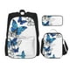 thumbnail image 1 of Easygdp Blue Flying Butterflies Mochila para Niños y Niñas con Set de Caja de Almuerzo y Estuche para Lápices 3 en 1, Mochila Escolar Estampada para Adolescentes, 1 of 7