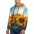 thumbnail image 3 of Pofeuu Sunlit Sunflower Field Print Mens Casual Hooded Collar Drawstring Hoodies Pullover Sweatshirts Casual Long Sleeve Shirts-3X-Large, 3 of 7