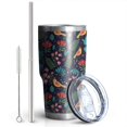 thumbnail image 2 of 30oz Pioneer Flower Floral Print Pattern Tumbler, Double Wall Vacuum Insulated Cup, BPA-Free Leak Proof Lid & Reusable Straws, Hot 12h, Cold 34h, 2 of 6