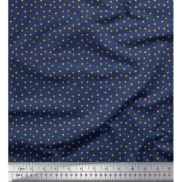 Soimoi Cotton Cambric Fabric Triangle Shirting Decor Fabric Printed Yard 42 Inch Wide