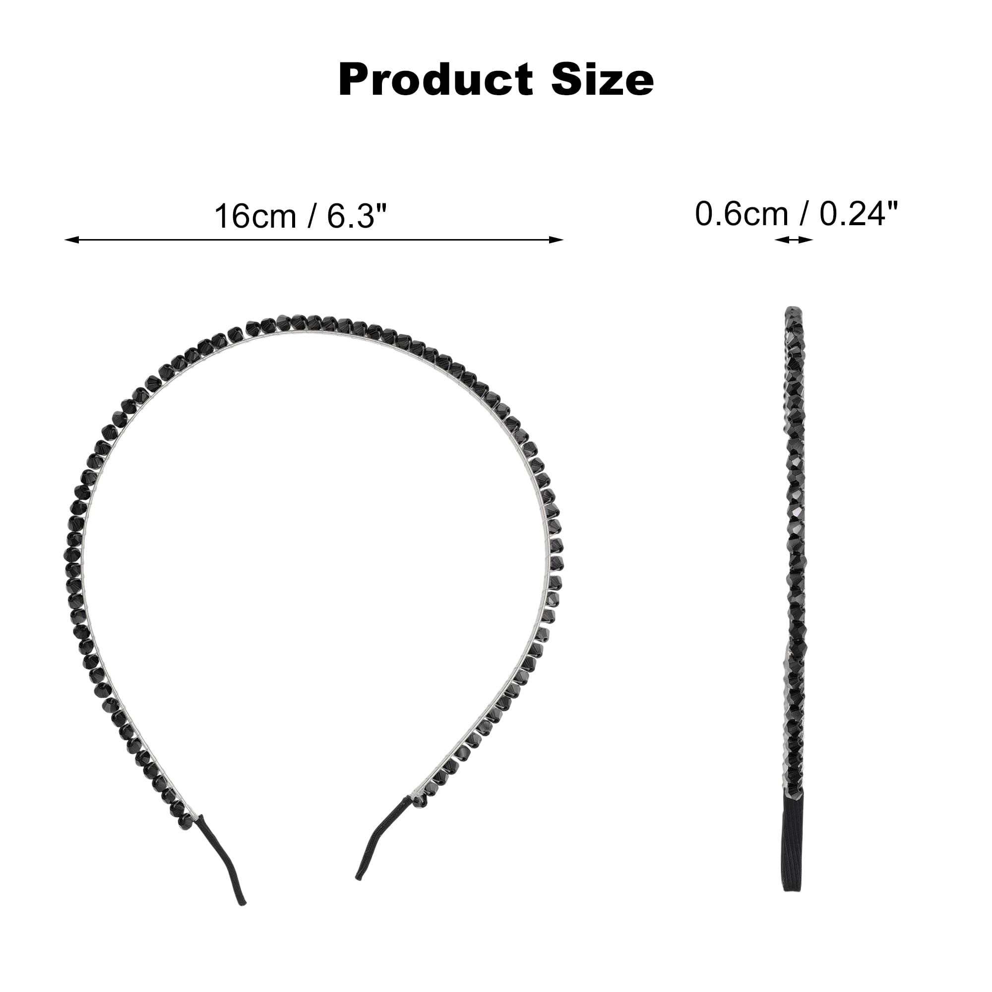 Unique Bargains Durabl Rhinestone Headband Faux Crystal Hair Hoop for Women Black