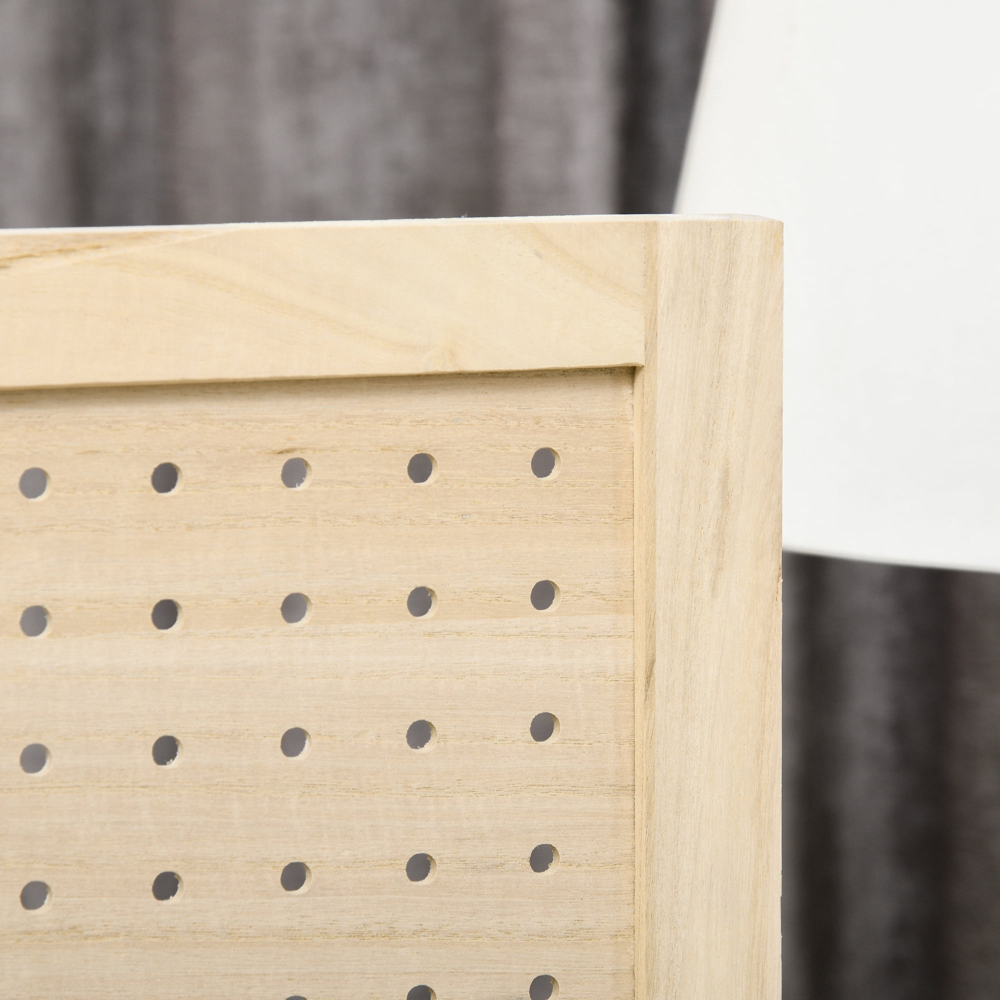 HOMCOM 4.7' 4 Panel Room Divider with Pegboard Display for Indoor, Natural