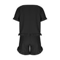 thumbnail image 5 of Pajamas for Women Set Evening Lounge Womens Pajama Sets Crew Neck Soft Pj Set Short Sleeve Shirts Matching Pjs for Couples Black, 5 of 7