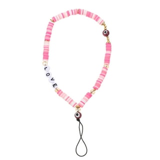 harmtty Phone Lanyard Colorful Striped Beads Unisex Exquisite Lightweight  Mobile Phone Wrist Strap Phone Accessories,B 
