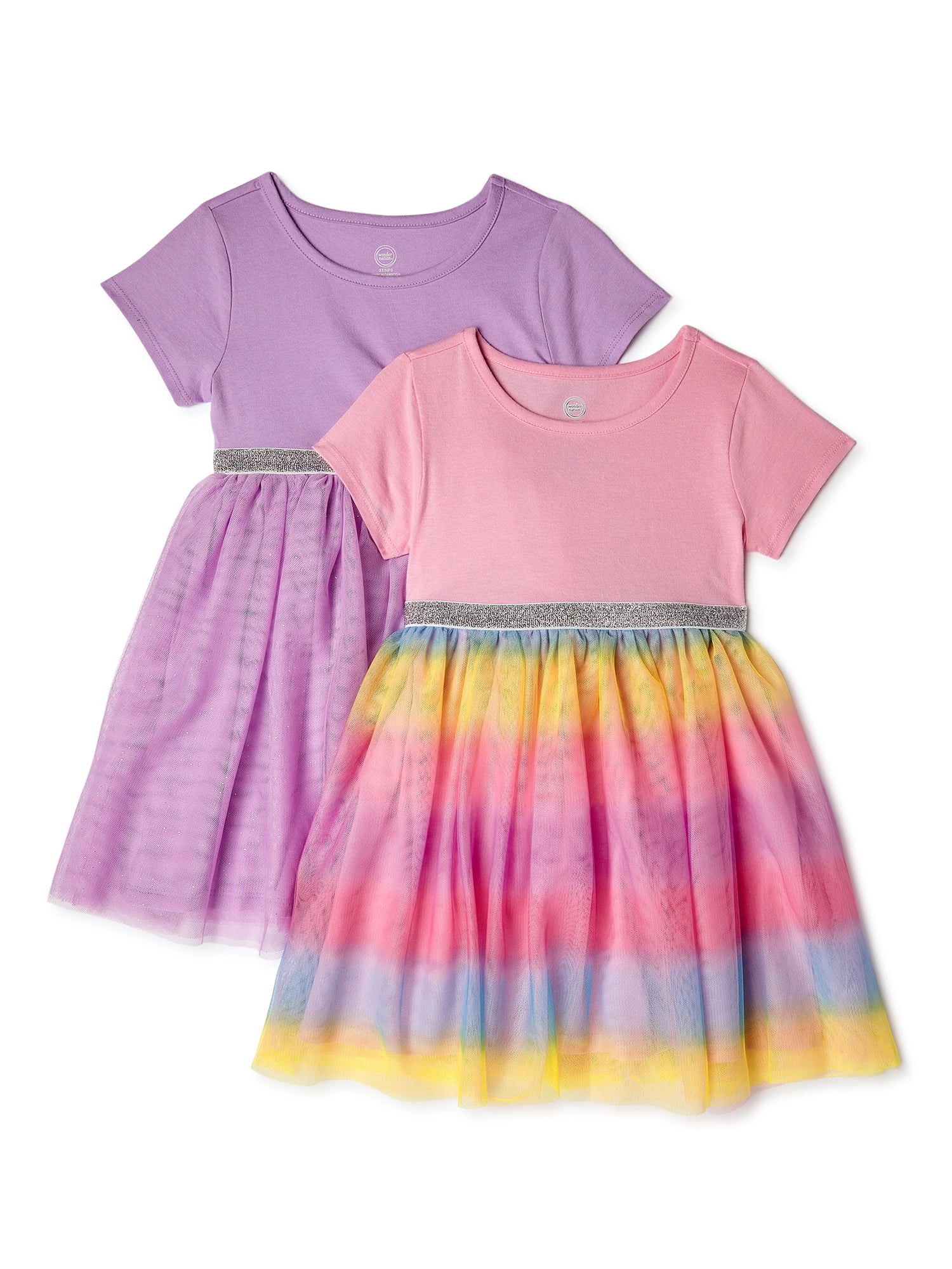 Wonder Nation Baby & Toddler Girls Short Sleeve Tulle Tutu Dress, 2