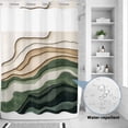 thumbnail image 4 of No Hook Shower Curtain with Built-in Rings - Gradient Green Brown Beach Washable Waterproof Fabric Bathroom Curtains for Hotel,Rentals, 72X 96 Inch Extra Long , Abstract Coastal Ocean Wave, 4 of 9