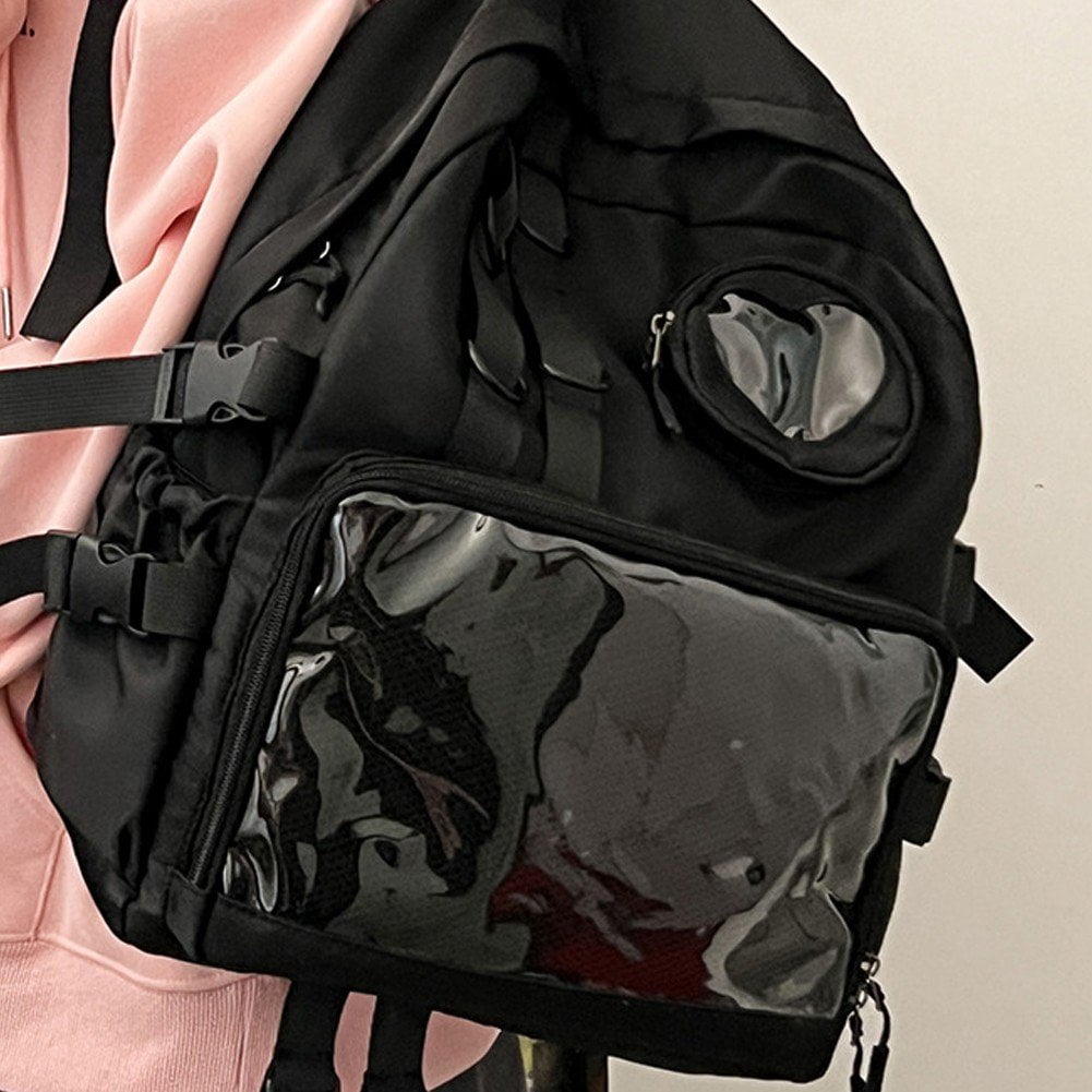 Hzzsbu Ita Backpack, Bag Transparent Backpack College Rucksack Casual Daypack Pin Display Itabag for Women