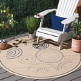 thumbnail image 2 of Safavieh Courtyard Hugo Oriental Indoor/Outdoor Area Rug, Natural/Blue, 5'3" x 5'3" Round, 2 of 13