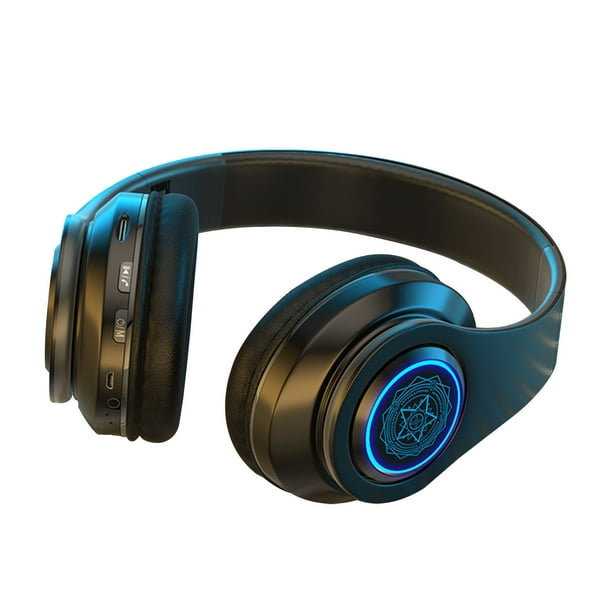 Pisexur Electronics - Auriculares inalámbricos Bluetooth para hombre, con luz RGB y micrófono, 8 horas de autonomía, plegables, para niños y organizador de electrónica.