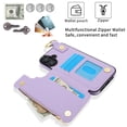 thumbnail image 4 of for iPhone 16 Plus Wallet Case with Card Holders for Women Girls, Zipper Protective PU Leather Case with Finger Ring RFID Protective Kickstand for iPhone 16 Plus, Violet, 4 of 8