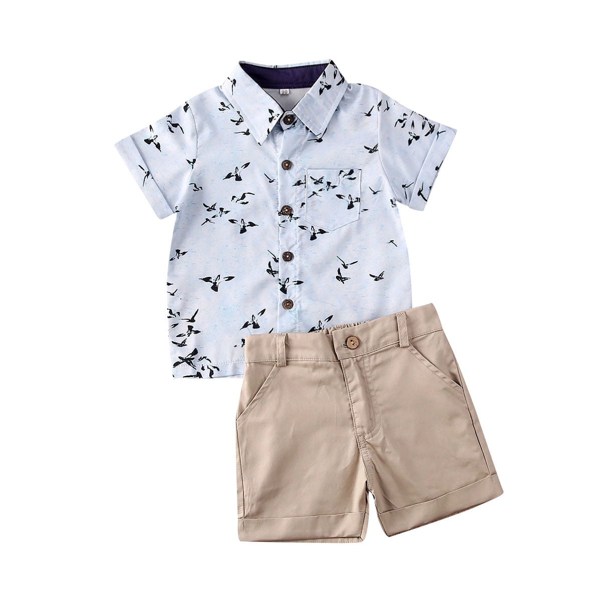 Toddler Little Baby Boy Kids Summer Floral Print Button Down Shirt Cargo Shorts Outfit Set Clothes