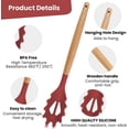 thumbnail image 2 of Silicone Spaghetti Spoon, Pasta Fork, 12.6 Inch Noodle Spoon, Pasta Spoon with Wooden Handle, Spaghetti Server for Cooking, BPA Free, Red, 2 of 5