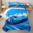 thumbnail image 2 of Castle Fairy Racing Style Blue Sports Car Twin Quilt Set for Boys,Dynamic Splash Art Twin Coverlet Set,Vibrant Blue, 2 of 7