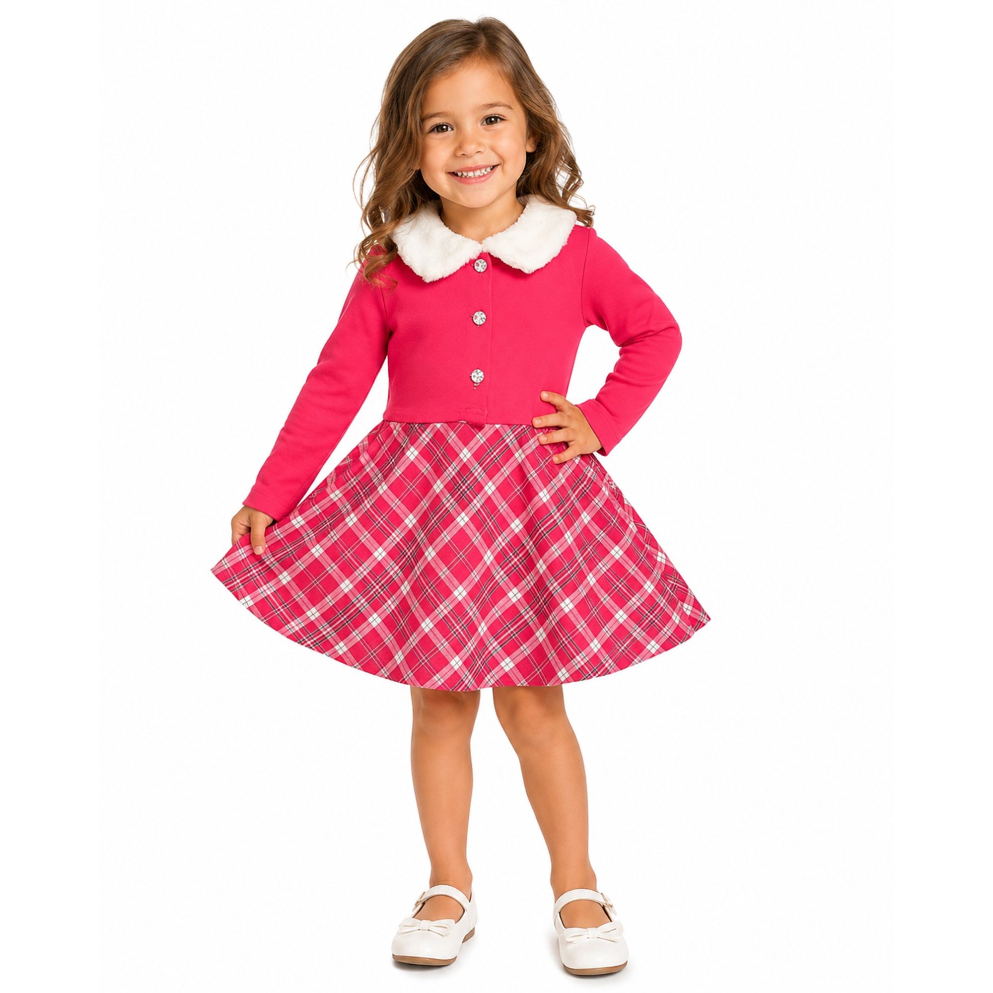 Youngland Toddler Girl s Dark Pink Dress with Shrug (2T)