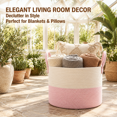 White&Pink 115L Extra Large Cotton Rope Blanket Storage Basket ...