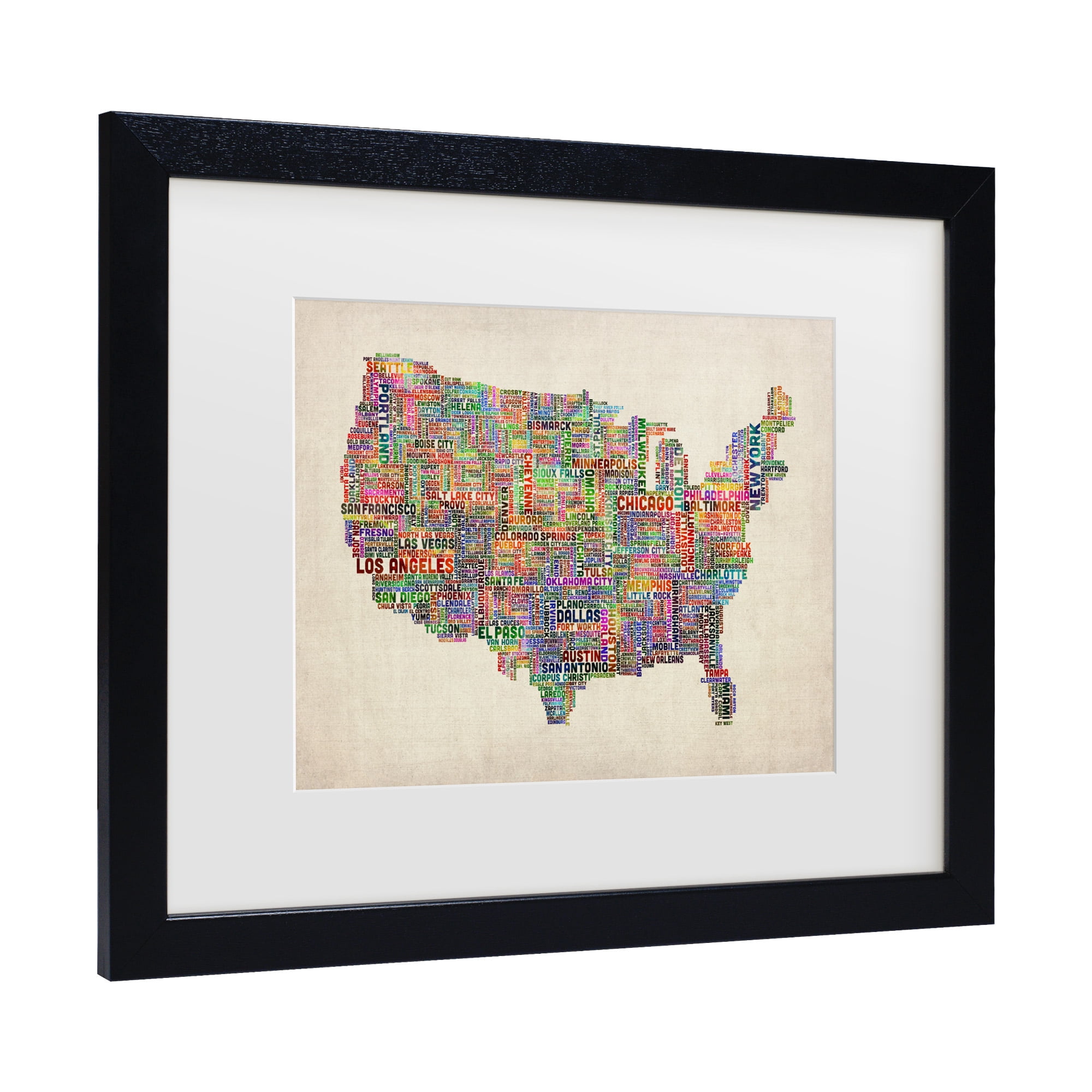 Trademark Fine Art 'US Cities Text Map VI' Canvas Art by Michael Tompsett