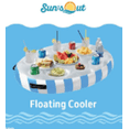 thumbnail image 6 of Sun's Out Floating Snack Bar - Light Blue Cabana Stripe Inflatable Pool Float for Ages 14+, 6 of 6