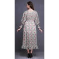 thumbnail image 4 of Bimba Floral Ladies Bishop Sleeve Round Neck Ruffle Maxi Smocked WaistÂ&nbsp;Dress-X-Large, 4 of 5