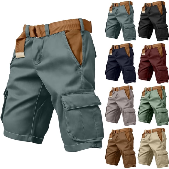 Nestiefly Mens Cargo Shorts Elastic Waist Cotton Shorts Relaxed Fit Casual Summer Hiking Shorts with Multi Pockets Khaki XL