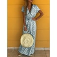 thumbnail image 4 of Polka Dot V Cou Maxi Robe à Manches Courtes Robe Décontractée pour les Vêtements d'Été et de Printemps pour Femmes, 4 of 7