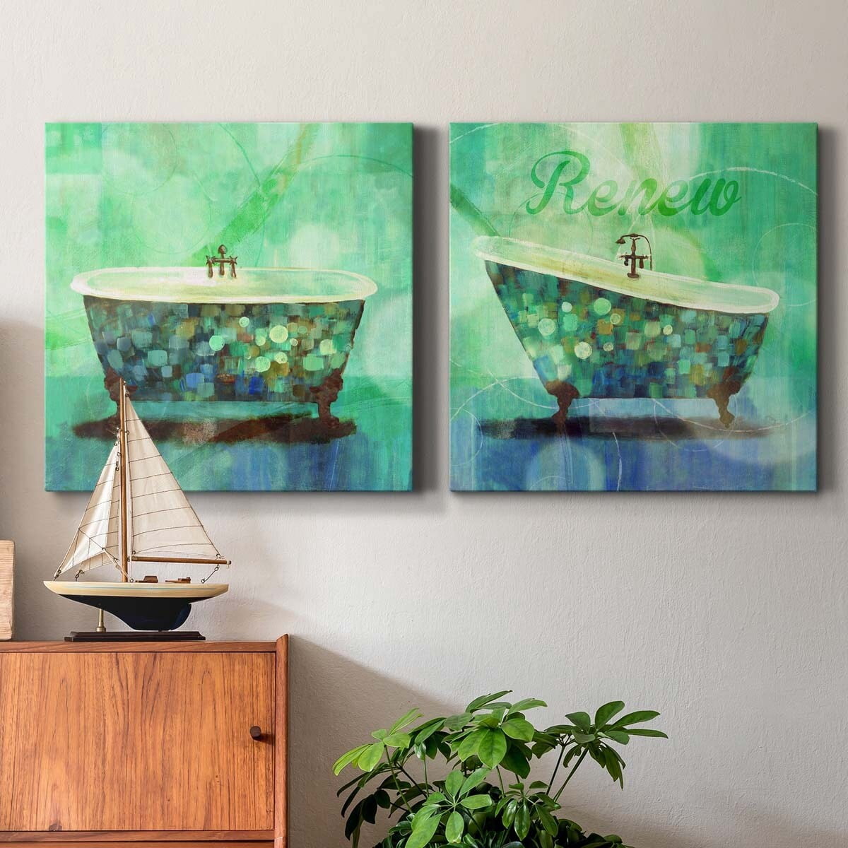 Simple Nature I - Premium Gallery Wrapped Canvas - Ready to Hang Set of 2 - 40 x 40 Each