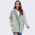 thumbnail image 4 of longantii Womens Sherpa Fleece Jacket Hooded Zip Up Fuzzy Plush Coat Long Sleeve Mid-Length Cardigan Outerwear with Pockets Trendy Casual Fall Cozy Winter Coat, 4 of 4
