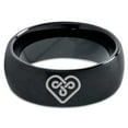 thumbnail image 2 of Tungsten Keltic Celtic Knot Heart Shape Band Ring 8mm Men Women Comfort Fit Black Dome Brushed Polished, 2 of 4
