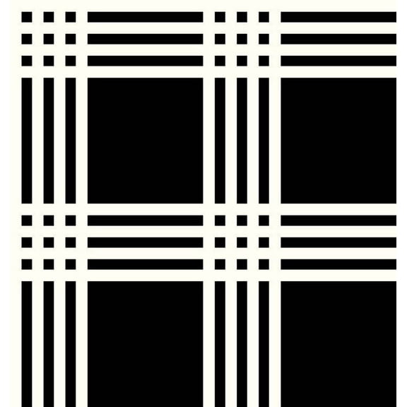 Crepe Techno Printed Brannon, Stretch Crepe Fabric, Plaid Pattern (BLACK/OFFWHITE, HalfaYard)