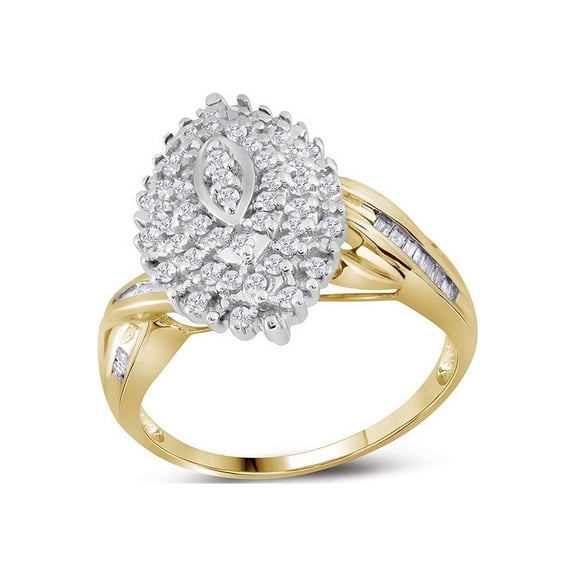 Diamond Princess 10kt Yellow Gold Womens Round Diamond Oval Cluster Ring 1/2 Cttw