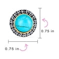thumbnail image 4 of Bling Jewelry Womens Balinese Dome Button Style Turquoise Blue Clip On Earrings Oxidized Tow Tone Rhodium Plated, 4 of 4