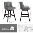 thumbnail image 6 of Dycanpo 30''H Swivel Bar Stools Set of 3 with Back Faux Leather for Home Kitchen Island, Gray, 6 of 8