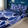 thumbnail image 3 of meiyoeat Blue Camouflage Shark Ocean Wildlife Zipper Twin Comforter Sets with Fitted Sheet and 2 Pillowcases, Underwater Marine Animal Fishing Zipper Bedding Set, Blue Reversible, 4-Piece, 3 of 6