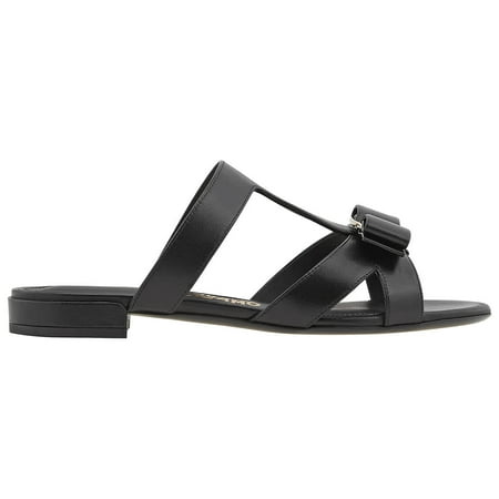 

Salvatore Ferragamo Black Lylia Vara Bow Flat Sandals Size 8