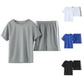thumbnail image 3 of Gubotare Baby Boy Summer Plaid Outfit Plain Boys Short Sleeve T-Shirt with Compression Liner Short Sets for kids 6 9 12 18 24 Months 2T 3T 4T (Grey,Size 18-24 Months), 3 of 7