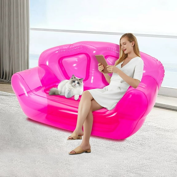 Red Inflatable Sofa, 70.9x35.43x37.4in with 440lbs Capacity, 3 Quick Inflate Valves, Ideal for Camping and Home Use