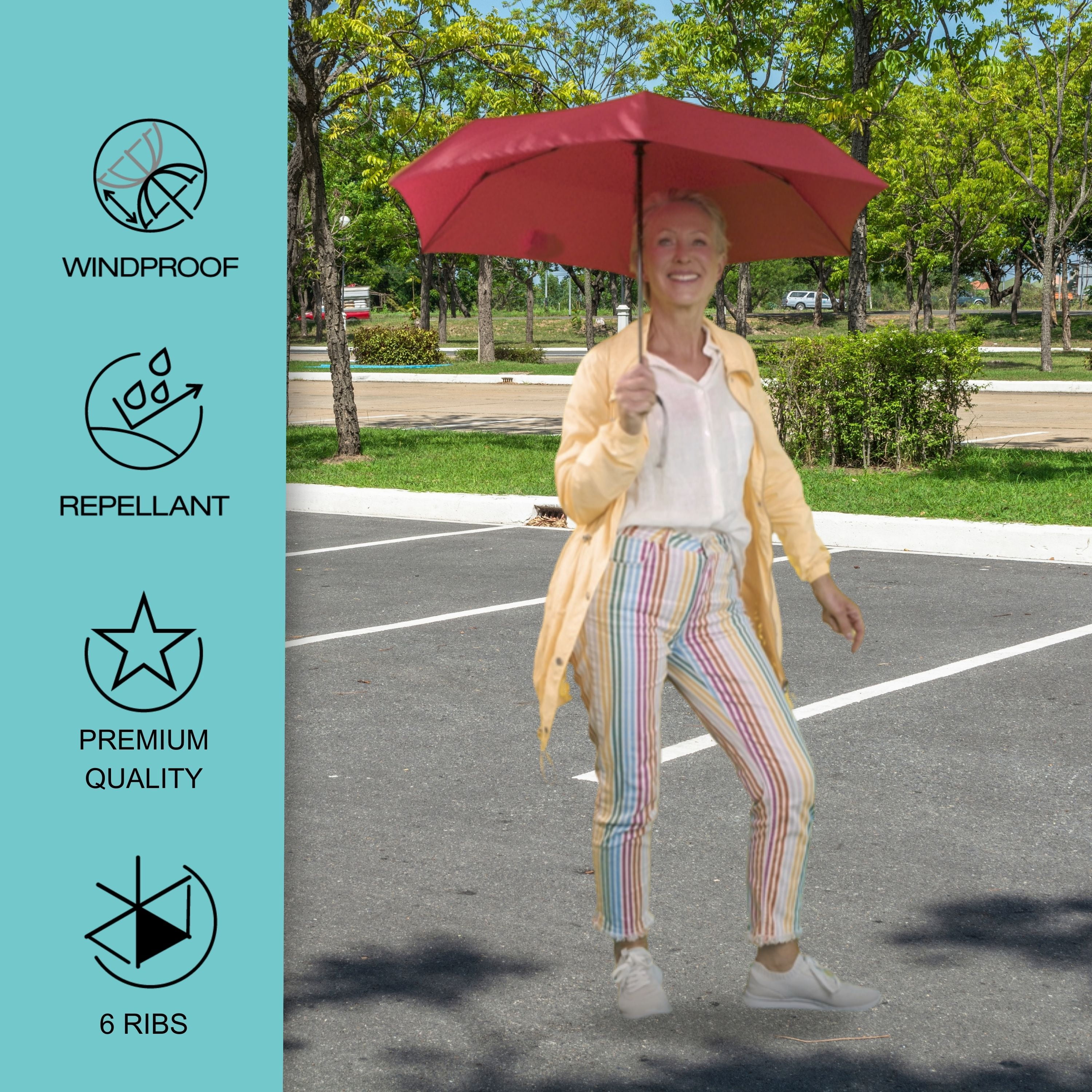 Knirps U.200 Ultra Light Automatic Rain Umbrella in Bordeaux – One-Touch Auto Open/Close, Wind-Tunnel Tested, 37in Canopy, Aluminum Fiberglass Frame, Pocket-Size Travel Umbrellas, Cover Included