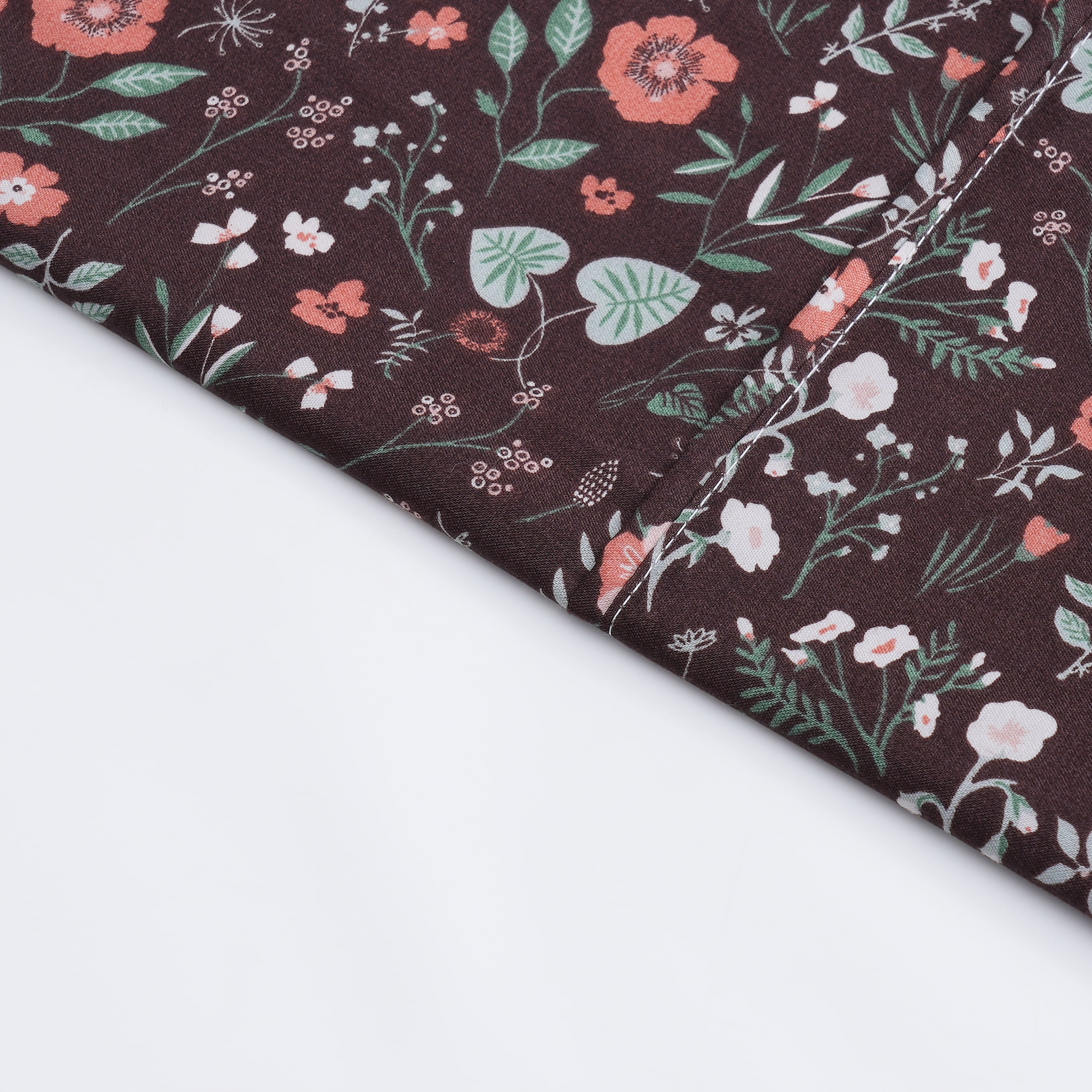 Mainstays Super Soft Brushed Microfiber Bed Sheet Set, Dark Brown Floral, Twin-XL, 3 Piece
