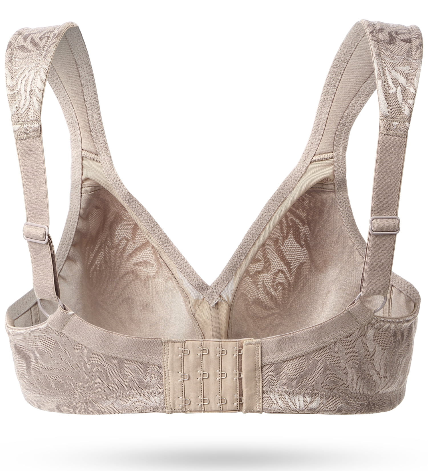 Deyllo Women's Non Padded Wireless Plus Size Full Coverage Minimizer Bra, Toffee 48G